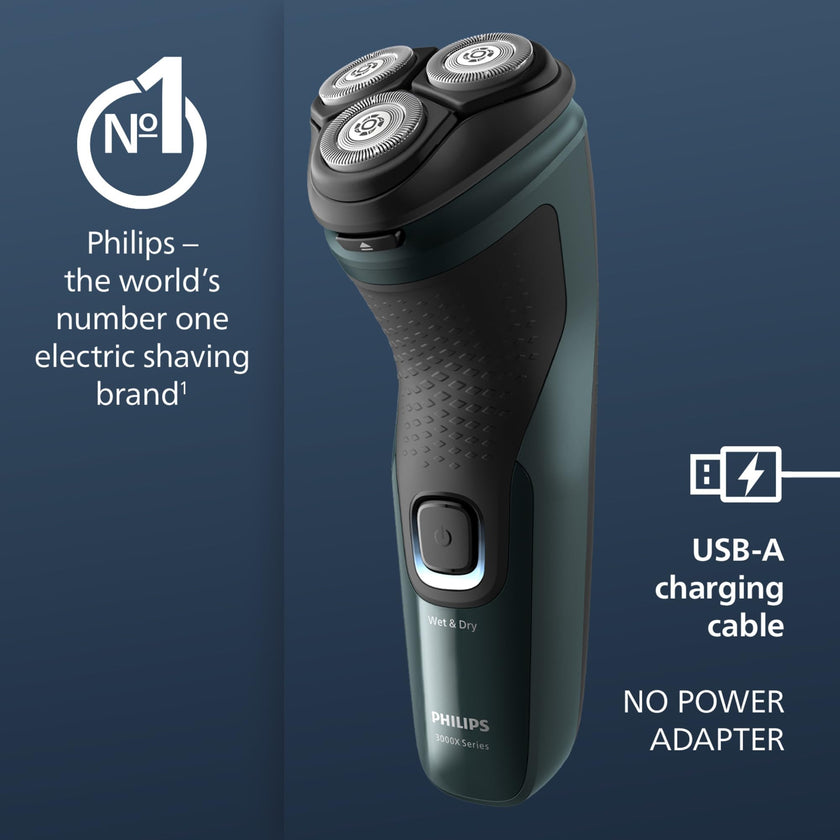 Philips Shaver 3000X Series, Wet and Dry Electric Shaver, SkinProtect Technology, Pop-up Trimmer, P-cap, Dark Forest Green, Model X3002/00 🍁 All In One Marketplace Canada
