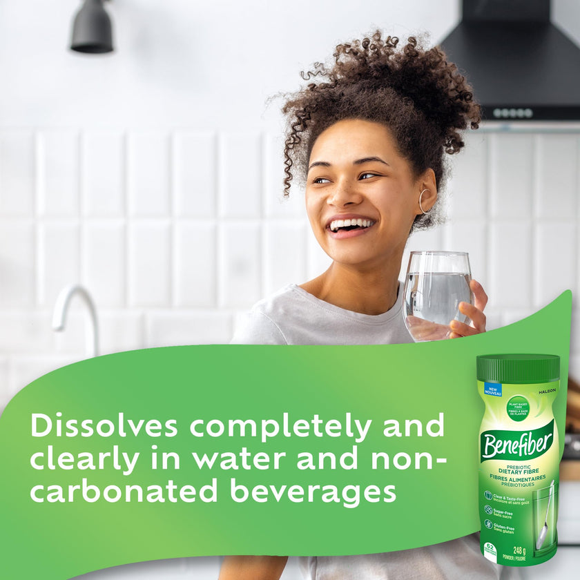 Benefiber Prebiotic Fibre Supplement Powder, Promotes Good Gut Health, Unflavoured & Completely Clear, Dissolves in Drinks & Food, Plant‑Based, Sugar‑Free, Gluten‑Free, Non-GMO, Daily Soluable Fibre Supplement, 62 Servings (248 g)
