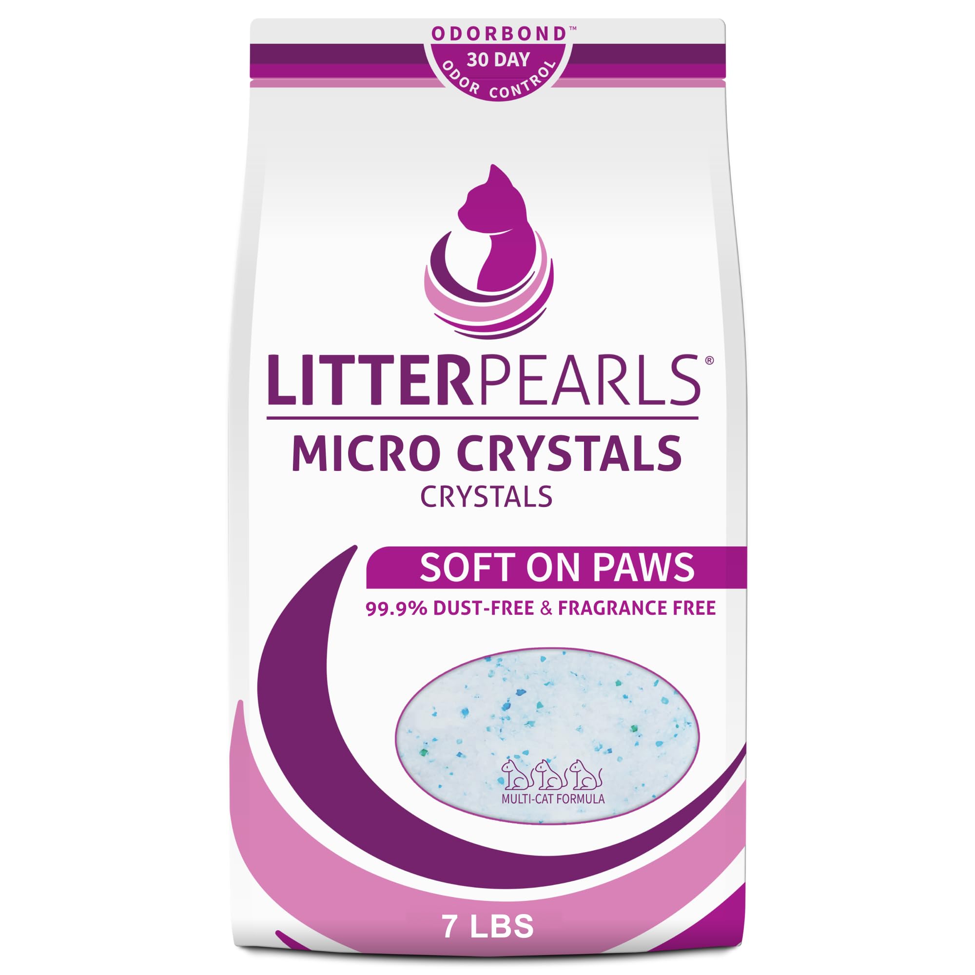 Litter Pearls Micro Crystals Unscented Non-Clumping Crystal Cat Litter with Odorbond, 7 lb, White, Clear and Blue Crystals (LPMC7) 🍁 All In One Marketplace Canada