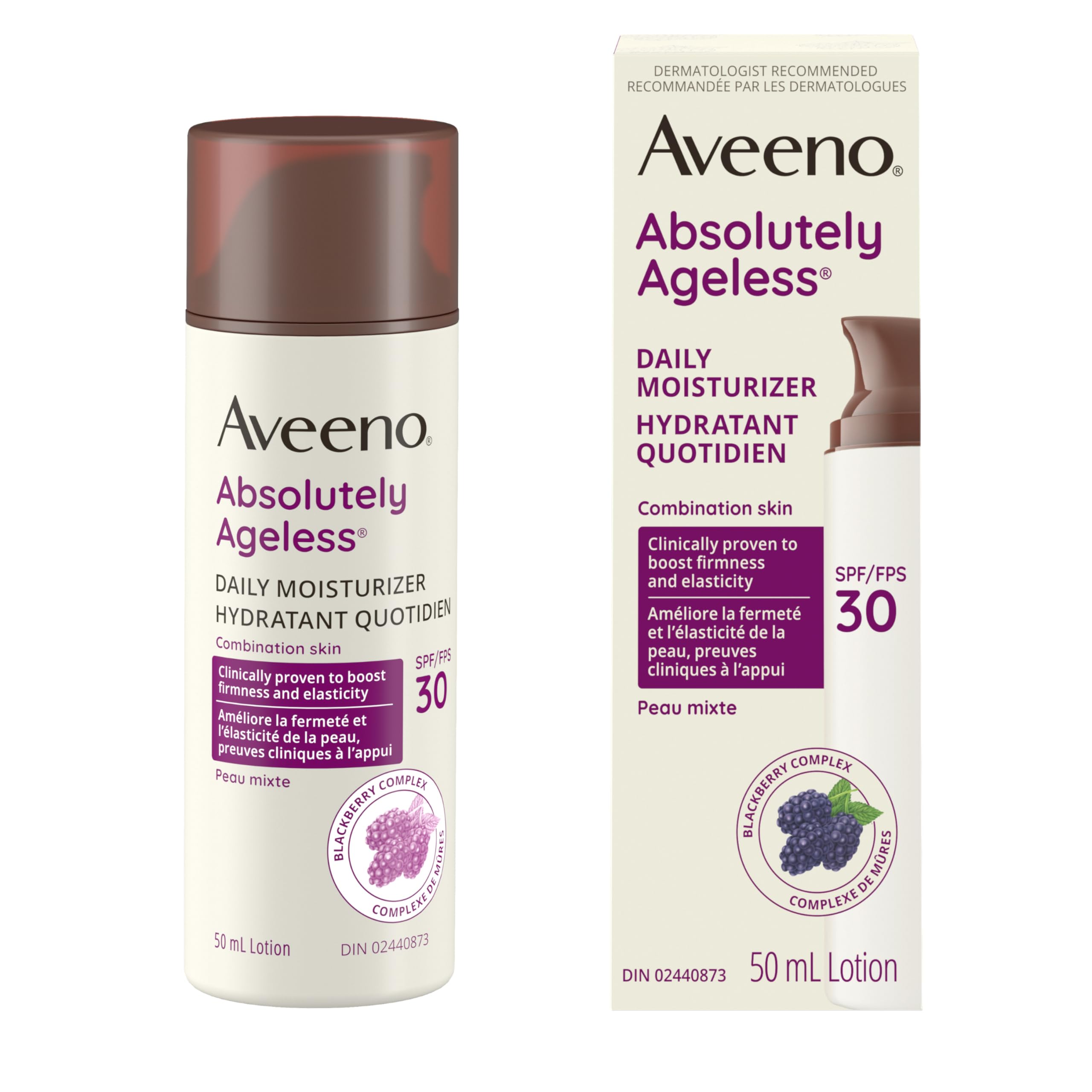Aveeno Absolutely Ageless Daily Face Moisturizer with SPF 30 Sunscreen – Anti-Aging Wrinkle Cream with Blackberry Complex, Vitamins C & E – Hydrating Facial Moisturizer for Firmer Even Skin Tone 50 mL 🍁 All In One Marketplace Canada