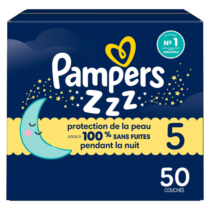 Pampers ZZZ Overnight Diapers, Size 5 (12+ kg), Nighttime Protection Disposable Baby Diaper, 50 Count 🍁 All In One Marketplace Canada