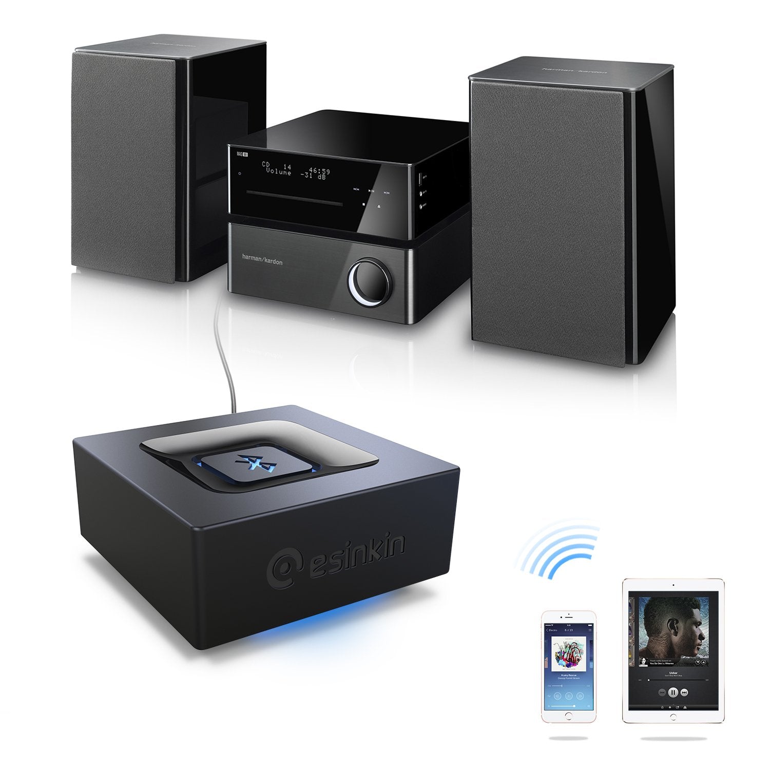 Bluetooth Audio Adapter for Music Streaming Sound System, Esinkin Wireless Audio Adapter Works with Smart Phones and Tablets, Bluetooth Receiver for Speakers 🍁 All In One Marketplace Canada