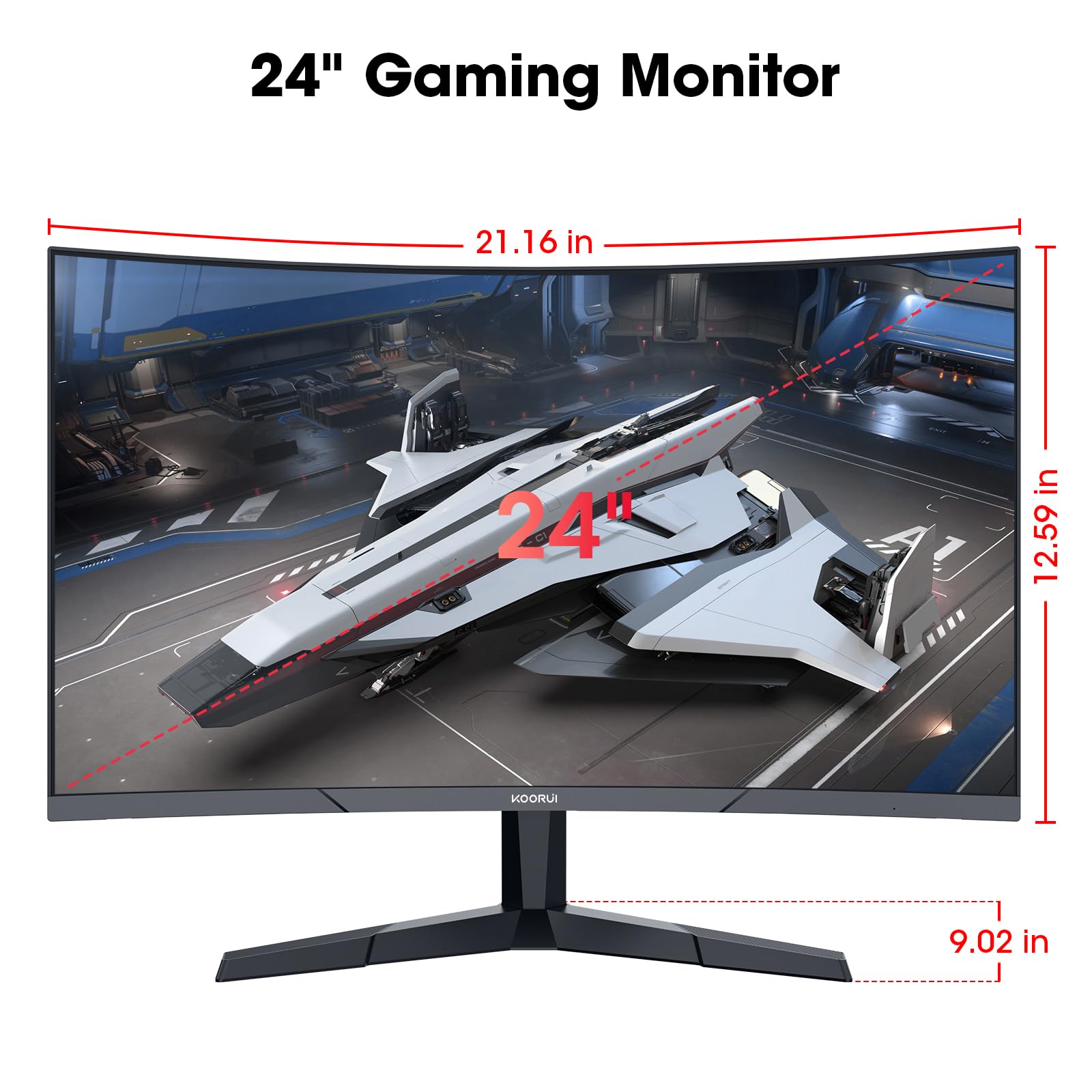 KOORUI 24 Inch Curved Gaming Monitor, 180Hz 1080P 1500R, Adaptive Sync, HDR 🍁 All In One Marketplace Canada