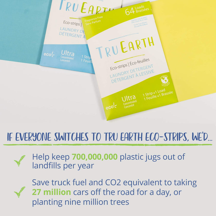 Tru Earth Compact Dry Laundry Detergent Sheets - Up to 128 Loads (64 Sheets) - Paraben-Free - Original Eco-Strip Liquidless Laundry Detergent, Laundry Sheets - Fresh Linen 🍁 All In One Marketplace Canada