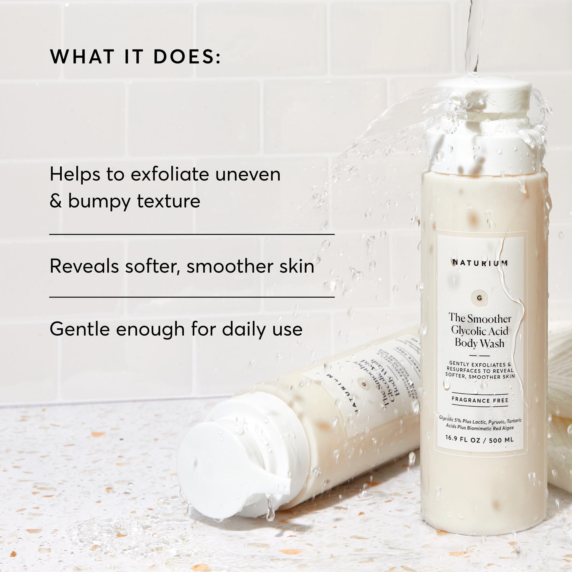 Naturium The Smoother Glycolic Acid Exfoliating Body Wash | With an AHA Blend of Glycolic & Lactic Acids, For Rough, Uneven Skin | 16.9 FL OZ / 500 ml 🍁 All In One Marketplace Canada