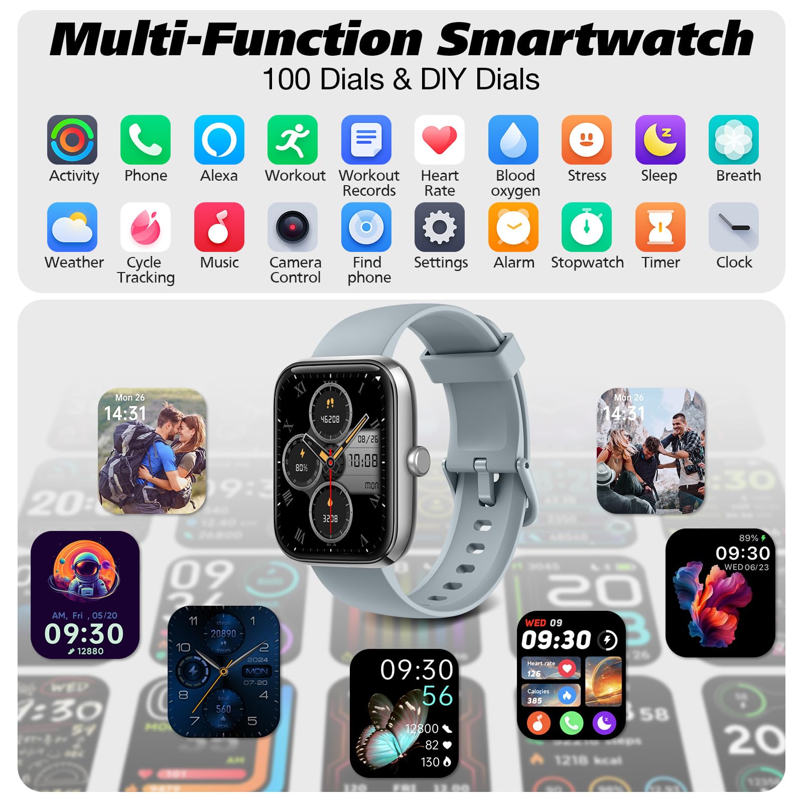 Smart Watch for Men Women with Bluetooth Call, Alexa Built-in, Heart Rate & Sleep Monitor, 1.83