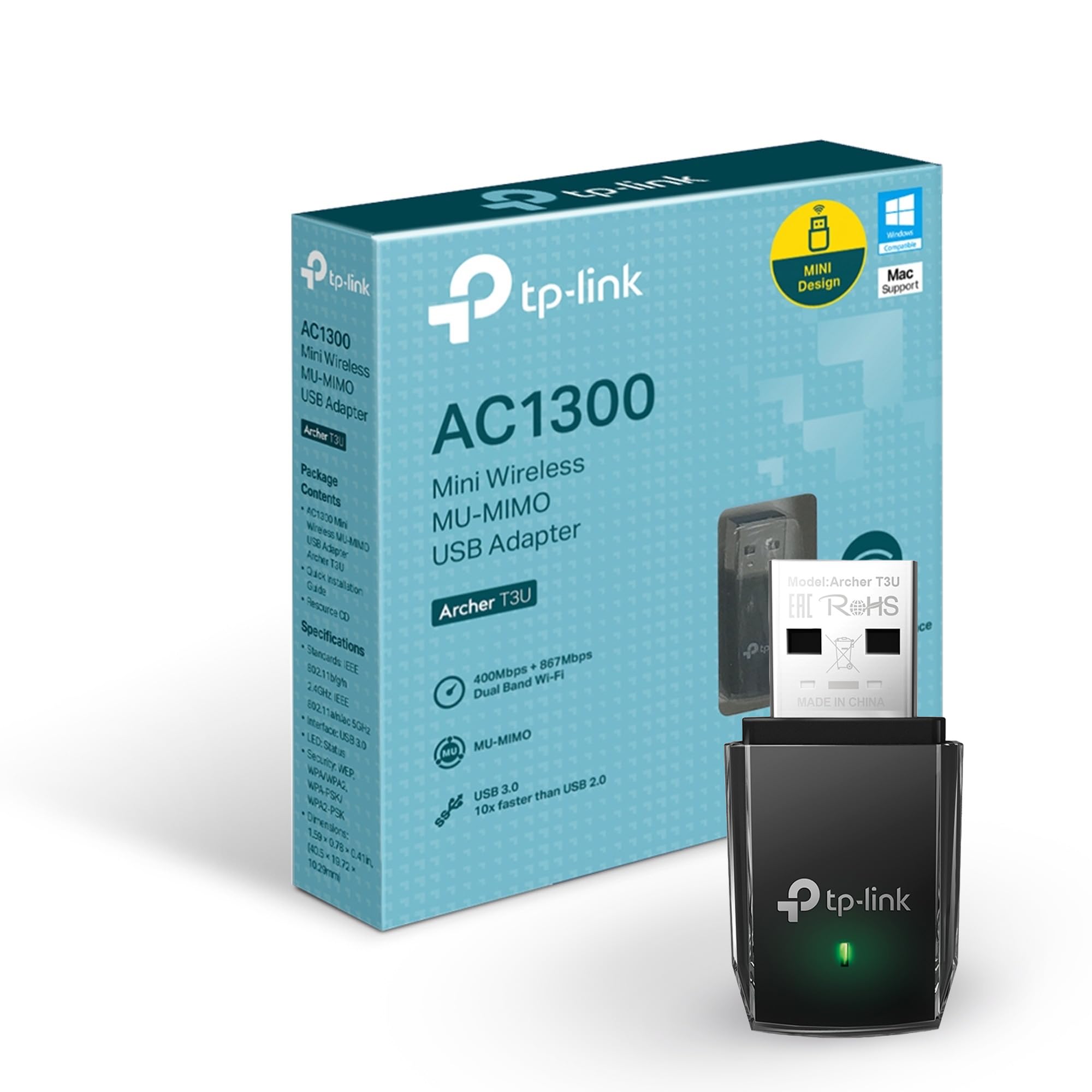 TP-Link AC1300 USB WiFi Adapter(Archer T3U)- 2.4G/5G Dual Band Wireless Network Adapter for PC Desktop, MU-MIMO WiFi Dongle, USB 3.0, Supports Windows 11, 10, 8.1, 8, 7, XP/Mac OS X 10.9-10.14 🍁 All In One Marketplace Canada