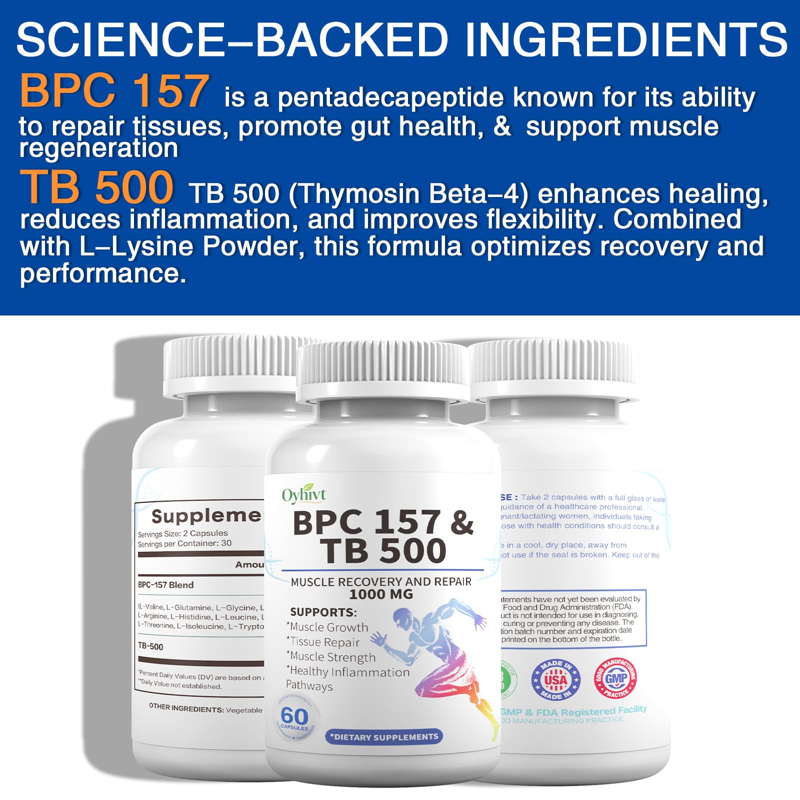 BPC-157 and TB 500 Capsules, supports muscle growth, tissue repair, strength,BPC-157 and TB 500for Muscle and Workout Recovery, 60-Capsule Bottle 🍁 All In One Marketplace Canada