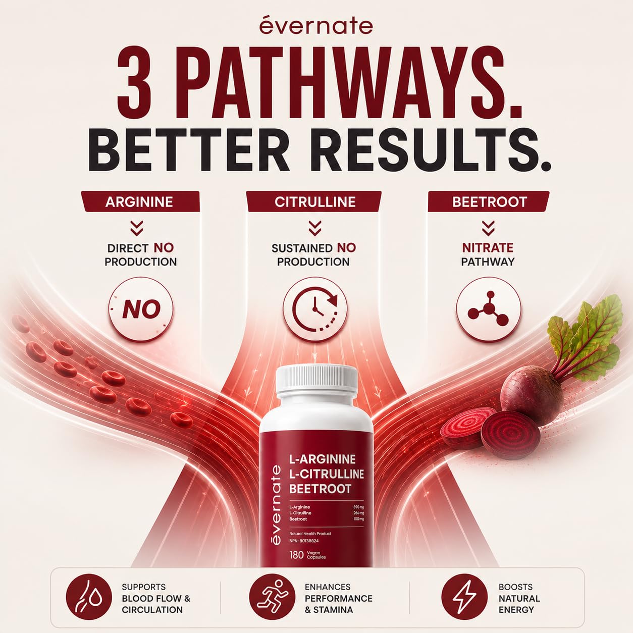 ALL-IN-ONE Nitric Oxide Complex – L-Arginine 590 mg with L-Citrulline 266 mg & Beetroot (Per Serving: 2 Capsules) – 3-in-1 Nitric Oxide, Circulation & Energy Support – 180 Vegan Capsules – Made in Canada 🍁 All In One Marketplace Canada