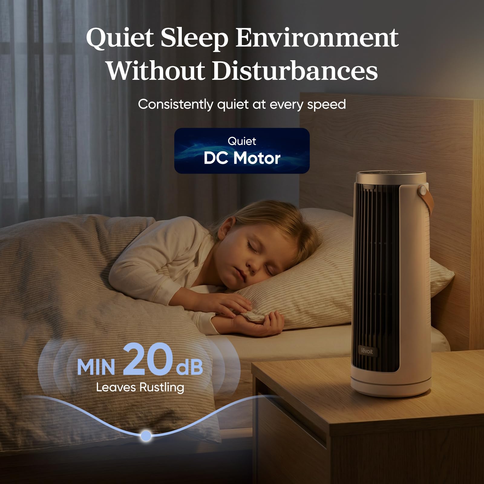 Levoit Mini Tower Fan for Bedroom, Quiet Cooling Desk Fan with Upgraded DC Motor, 20dB Ultra Silent, Portable Small Standing Fan with 5 Speeds, Multi‑Angle Oscillation, Remote & 12H Timer, Windi 🍁 All In One Marketplace Canada