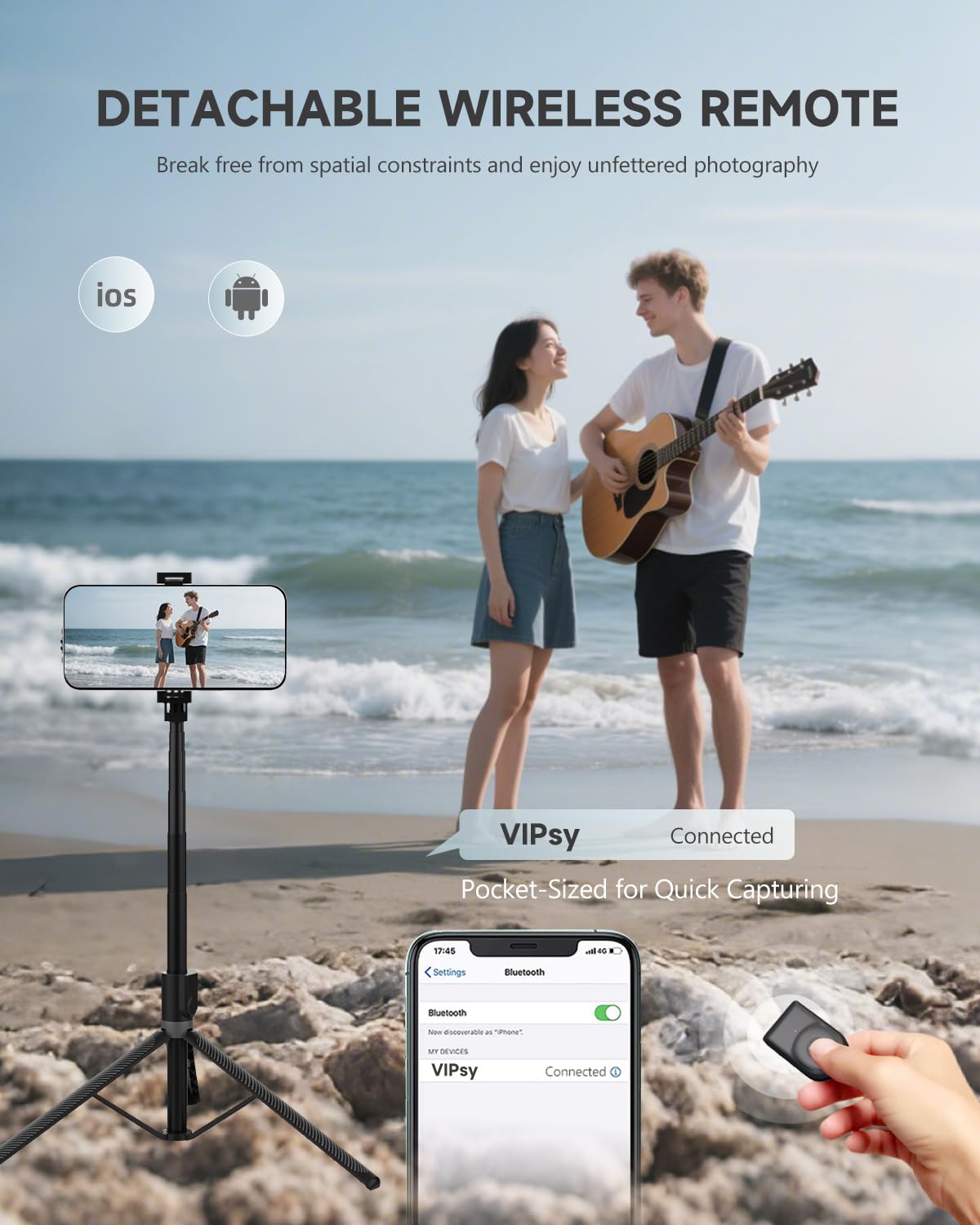 RISEOFLE 71” Phone Tripod & Selfie Stick, Portable All in One Extendable Cell Phone Tripod Stand, with Wireless Remote Control for iPhone/Samsung/Android/Camera 🍁 All In One Marketplace Canada