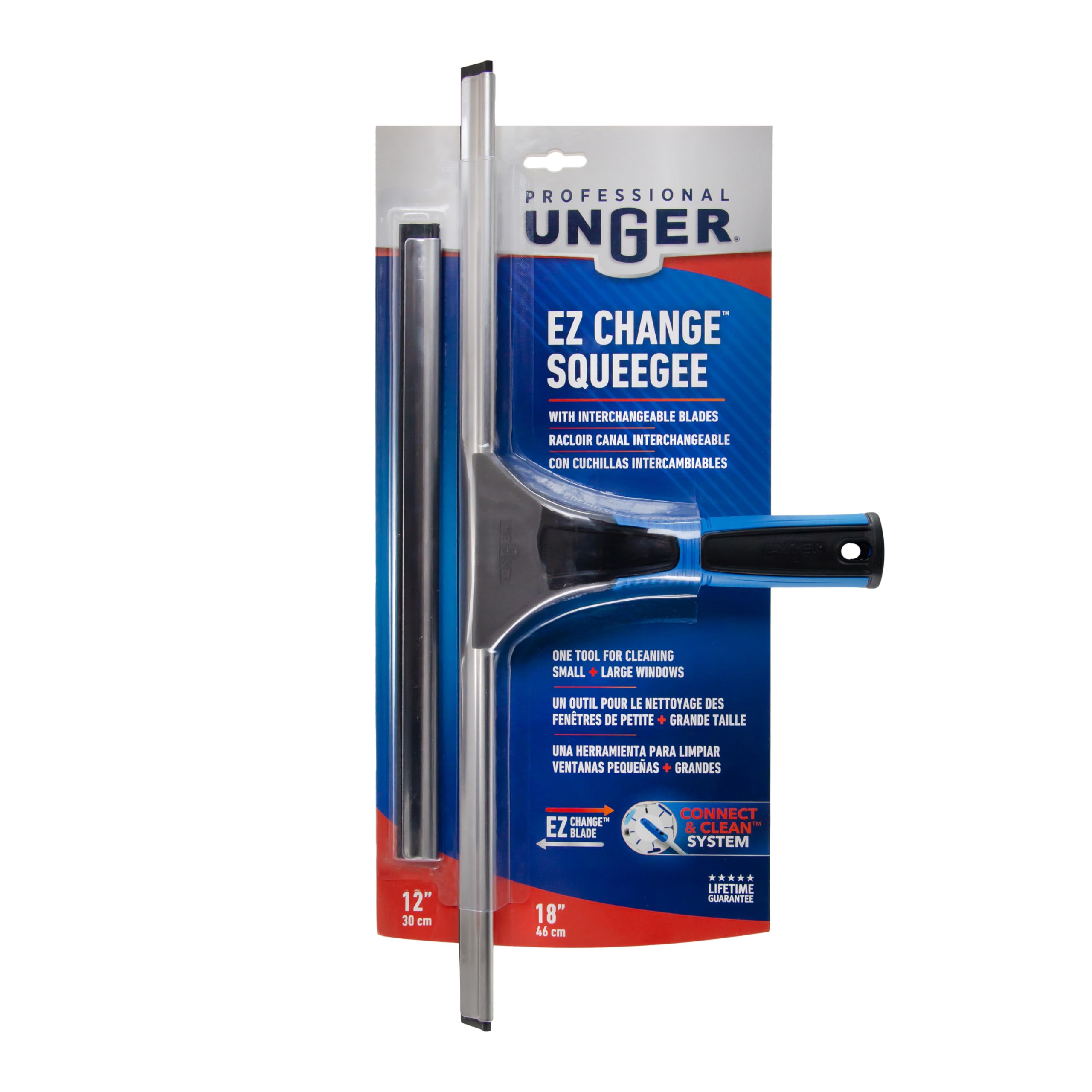 Unger Professional 18” EZ Change Window & Glass Cleaning Squeegee - Streak Free Results, Clean Large and Small Windows, with 12” Channel 🍁 All In One Marketplace Canada