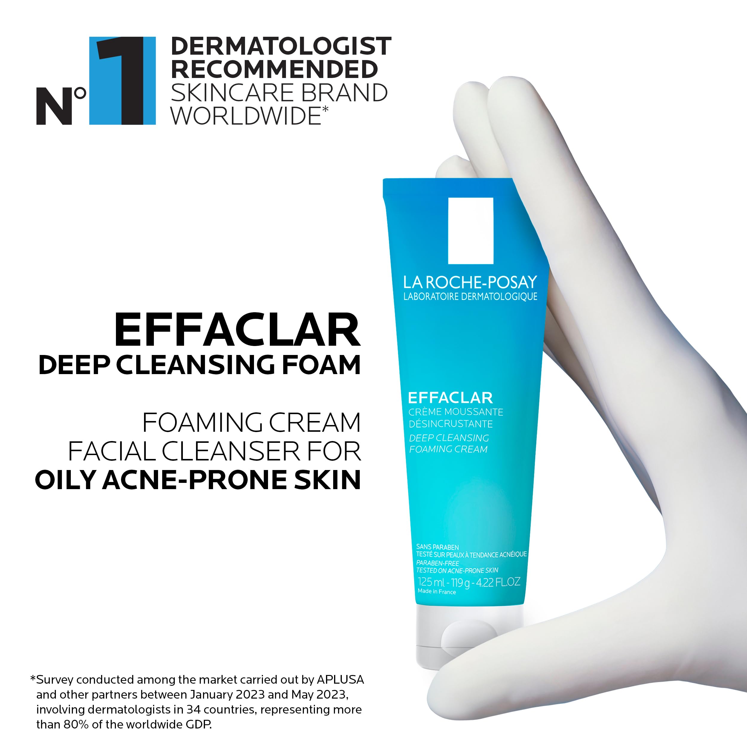 La Roche-Posay Effaclar Daily FOAMING CREAM CLEANSER for Face For Oily to Combination Skin with SALICYLIC ACID and GLYCERIN Sebum and pore minimizer. Paraben-Free, Oil-Free, Alcohol-Free, Non Comedogenic, 125ML 🍁 All In One Marketplace Canada