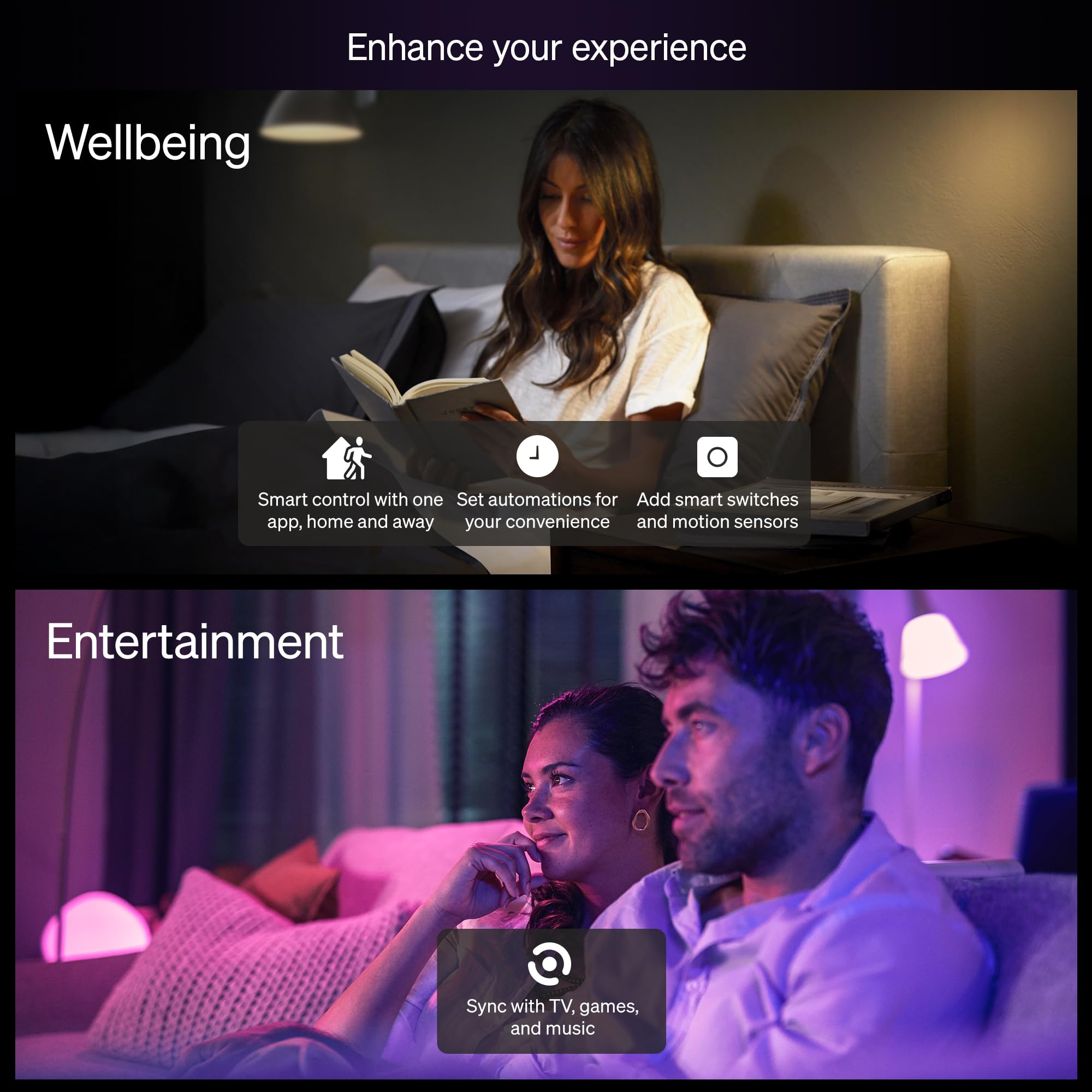 Philips Hue Essential Starter Kit: Bridge + 4 Essential E26 Smart Bulbs, White and Color Ambiance, 2200K-6500K, Dimmable, Works with Alexa, Google Assistant, Samsung SmartThings, Apple Home 🍁 All In One Marketplace Canada