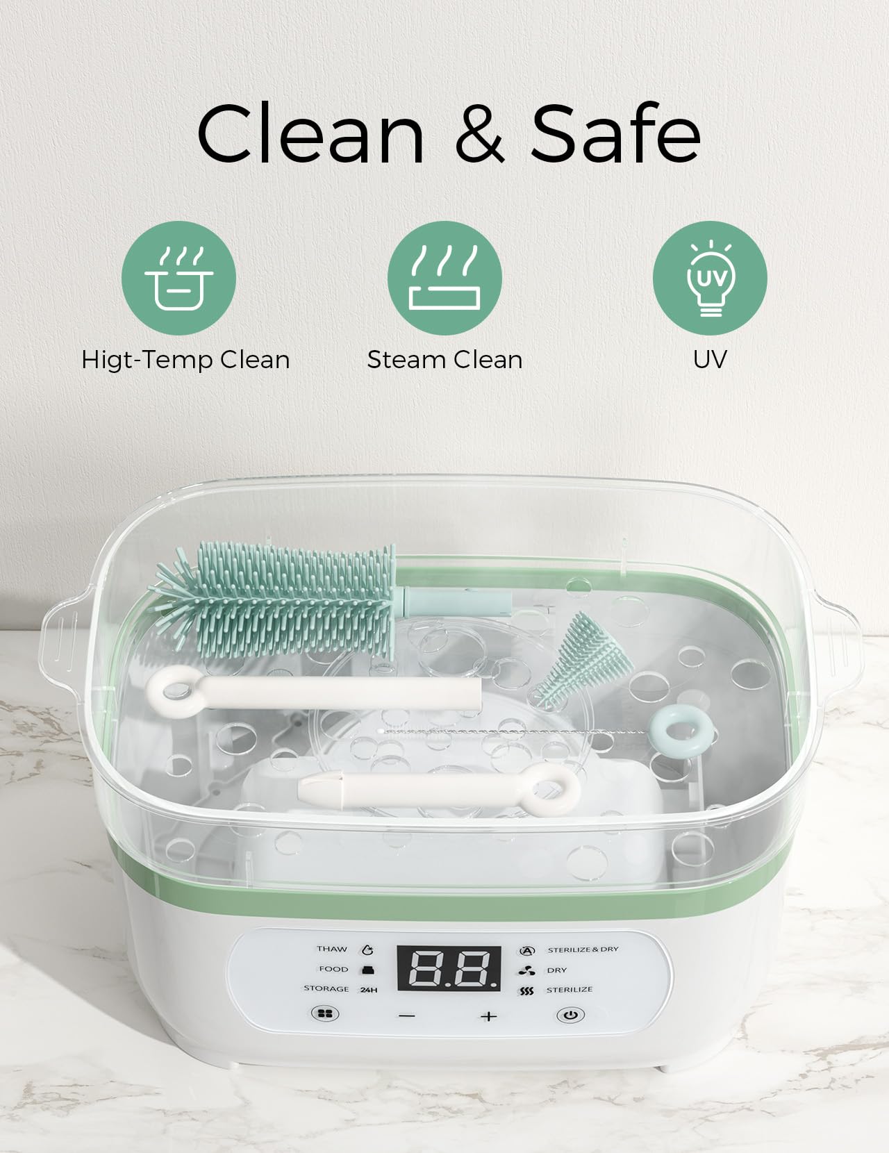 Momcozy 7 in 1 Travel Bottle Cleaning Kit - Baby Bottle Cleaner Set with Silicone Brush, Nipple Brush, Straw Brush, Soap Dispenser, Drying Rack - Home and Travel Bottle Cleaning Tools for Infants 🍁 All In One Marketplace Canada