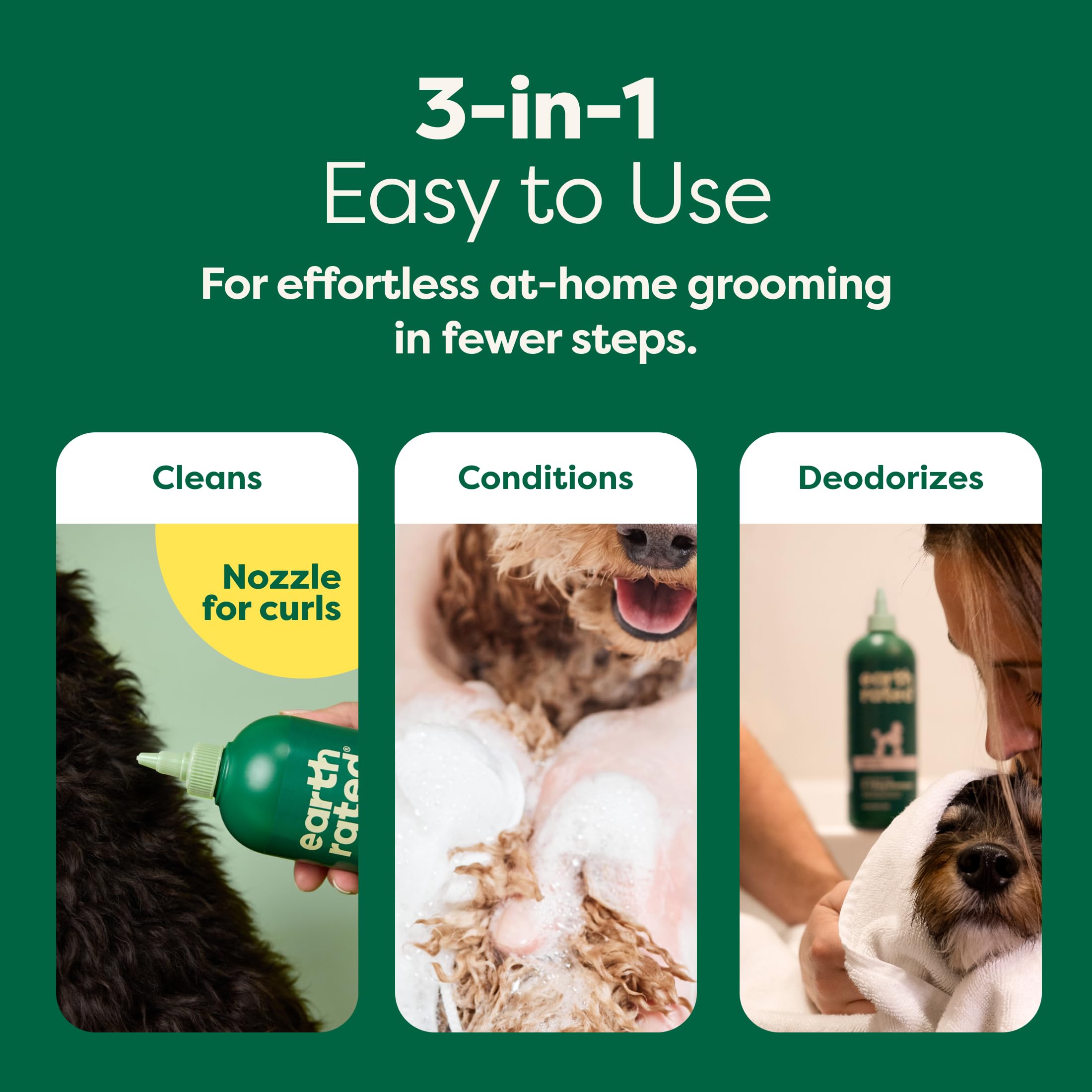 Earth Rated (A Canadian Company), 3-in-1 Detangling Dog Shampoo and Conditioner, Deodorizing Oatmeal Shampoos for Dogs and Puppies, Great for Smelly Pets, White Tea and Basil Scent, 473 ml 🍁 All In One Marketplace Canada