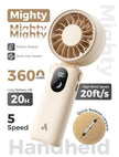 Aecooly Mighty Portable Hand Fan, 3 IN 1 USB Rechargeable Handheld Fan, [20H Max Cooling Time], 5-Speed Wind, LED Display, Mini Foldable Personal for Travle, Summer, Gifts for Women-Beige 🍁 All In One Marketplace Canada