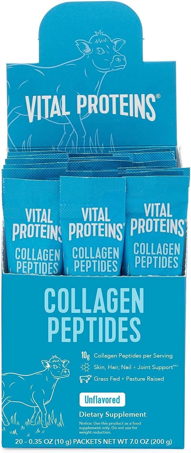 VITAL PROTEINS Bovine Collagen Peptides Powder, Single-serve Stick Packs, Unflavoured, Odourless, Gluten-free, No Added Sugar, Paleo-friendly, Non-GMO, No Artificial Flavours Or Colours, 200 g 🍁 All In One Marketplace Canada