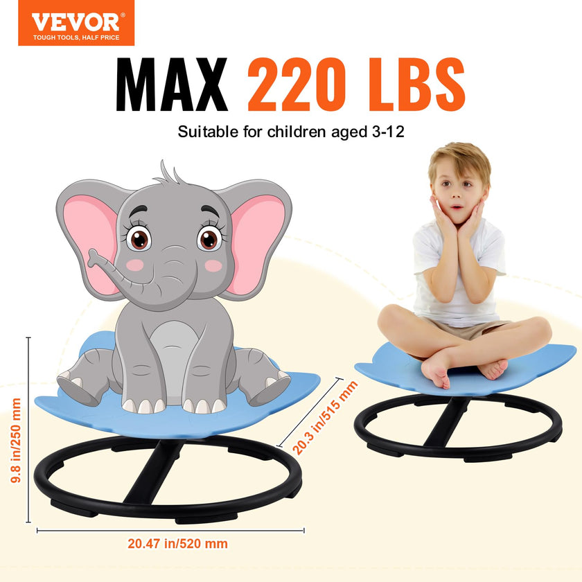 VEVOR Elephant Kids Swivel Chair, 220 LBS Capacity, 360° Spinning Chair, Autistic Kids Sensory Chair with Non-Slip Metal Base, Toddler Sit for Coordination Balance Focus Blue 🍁 All In One Marketplace Canada