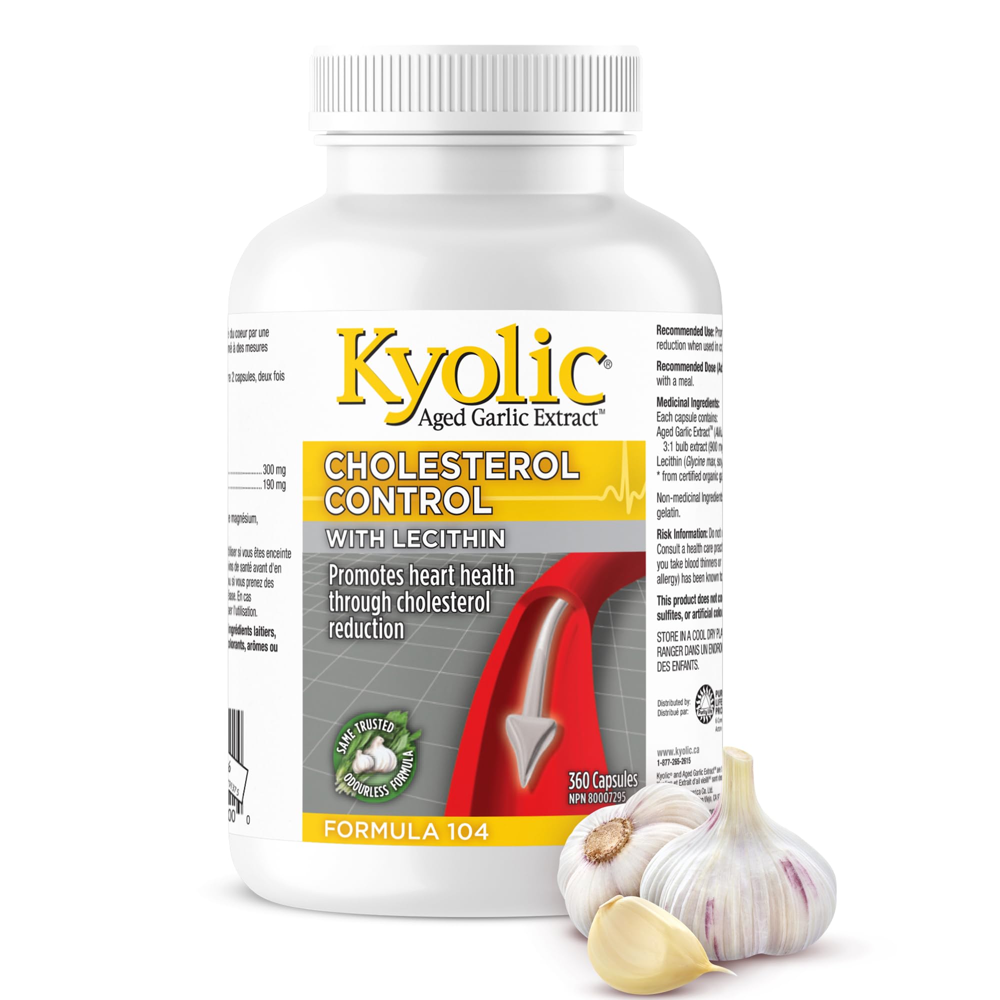 Kyolic Formula 104 Aged Garlic Extract, Odourless Garlic, 360 Capsules 🍁 All In One Marketplace Canada