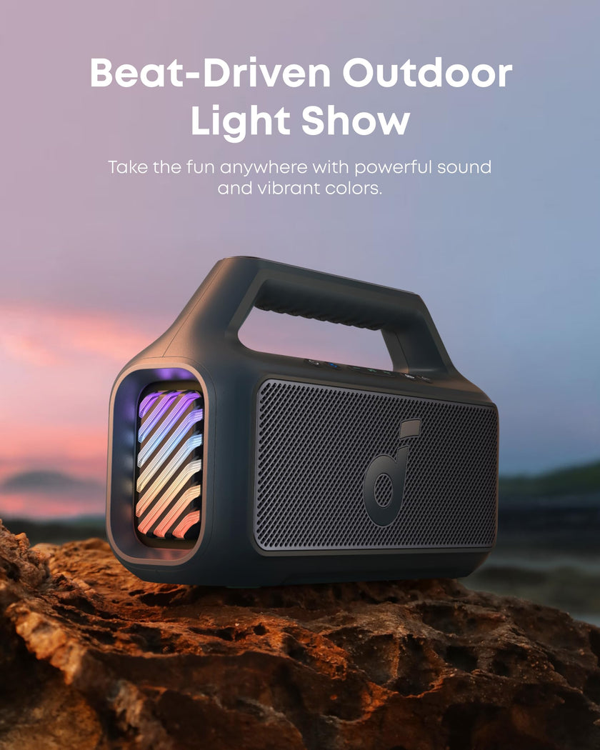 soundcore Boom 2 Outdoor Speaker, 80W, Subwoofer, BassUp 2.0, 24H Playtime, IPX7 Waterproof, Floatable, RGB Lights, USB-C, Custom EQ, Bluetooth 6.0, Portable, Camping, Beach, and Backyard-Blue 🍁 All In One Marketplace Canada