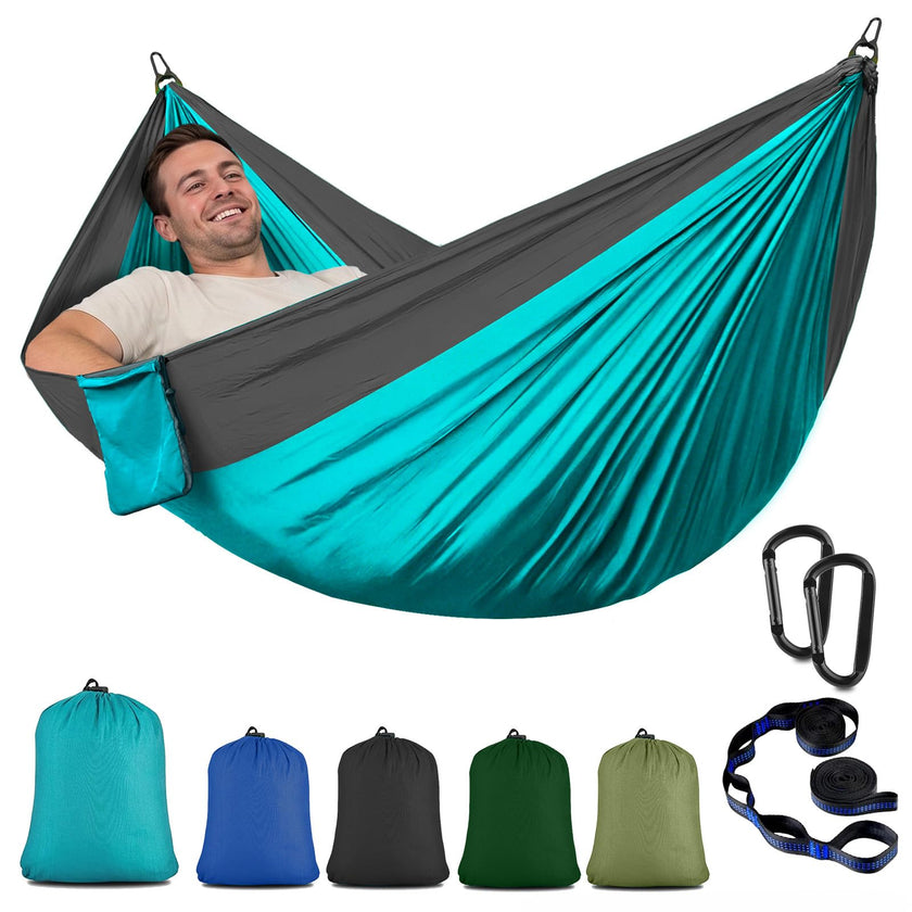 Camping Hammock Portable Nylon Hammocks with Tree Straps Single Lightweigtht Hammock Swing for Outdoors, Backpacking, Camping, Travel, Beach, Garden, Breathable & Quick Drying Parachute 🍁 All In One Marketplace Canada