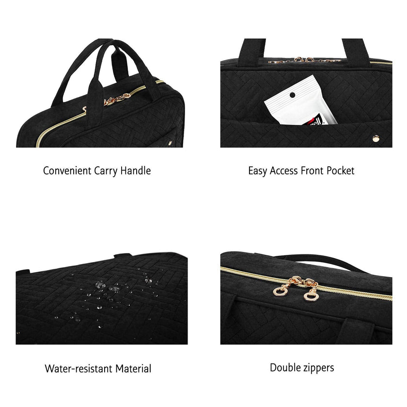 BAGSMART Toiletry Bag Travel Bag with Hanging Hook, Water-resistant Makeup Cosmetic Bag Travel Organizer for Accessories, Shampoo, Full-size Container, Toiletries (Black, Medium) 🍁 All In One Marketplace Canada