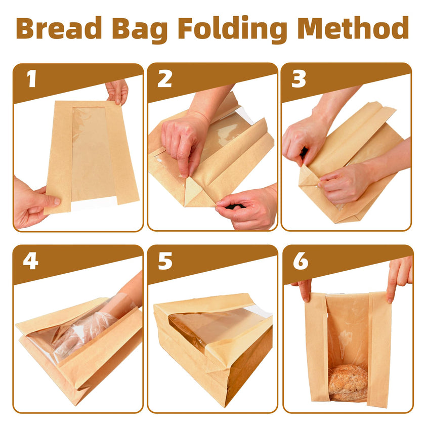 Homrelaxy 60Pcs Paper Bread Bags for Homemade Bread, Sourdough Bag with Window, 13.7 x 8.3 x 3.5 Inch Large Brown Kraft Bakery Bags for Storing Loaves & Snacks, Includes 70 Sealing Stickers 🍁 All In One Marketplace Canada