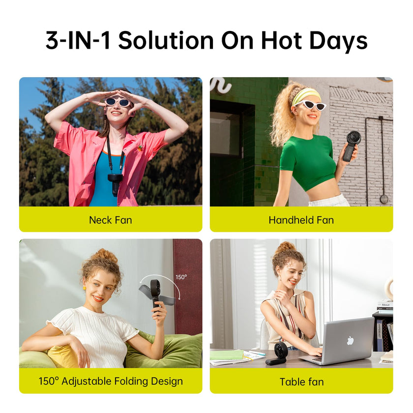 JISULIFE Handheld Fan Life7 – Ultimate Flexibility: High-Power Motor, LED Display, 5000mAh Rechargeable, 5-Speed, Foldable Design, 3-IN-1 Portable Hand/Desk/Neck Fan for Travel, Gift for Women (Black) 🍁 All In One Marketplace Canada