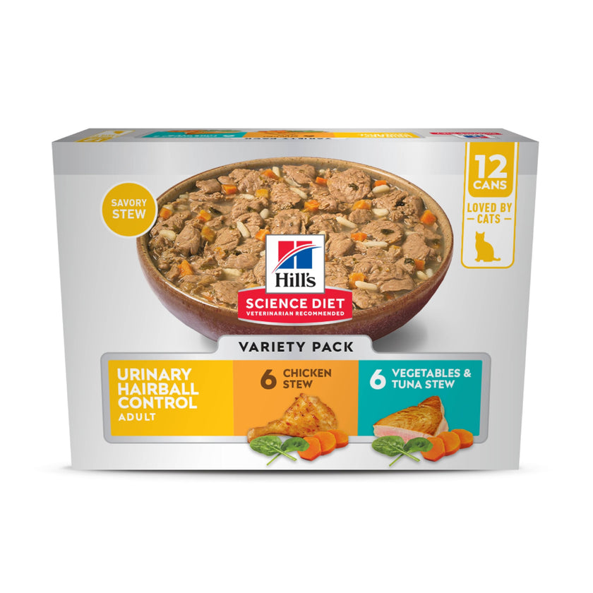 Hill's Science Diet Adult Urinary and Hairball Control Stew Wet Cat Food, 2.9-oz can, case of 12 🍁 All In One Marketplace Canada