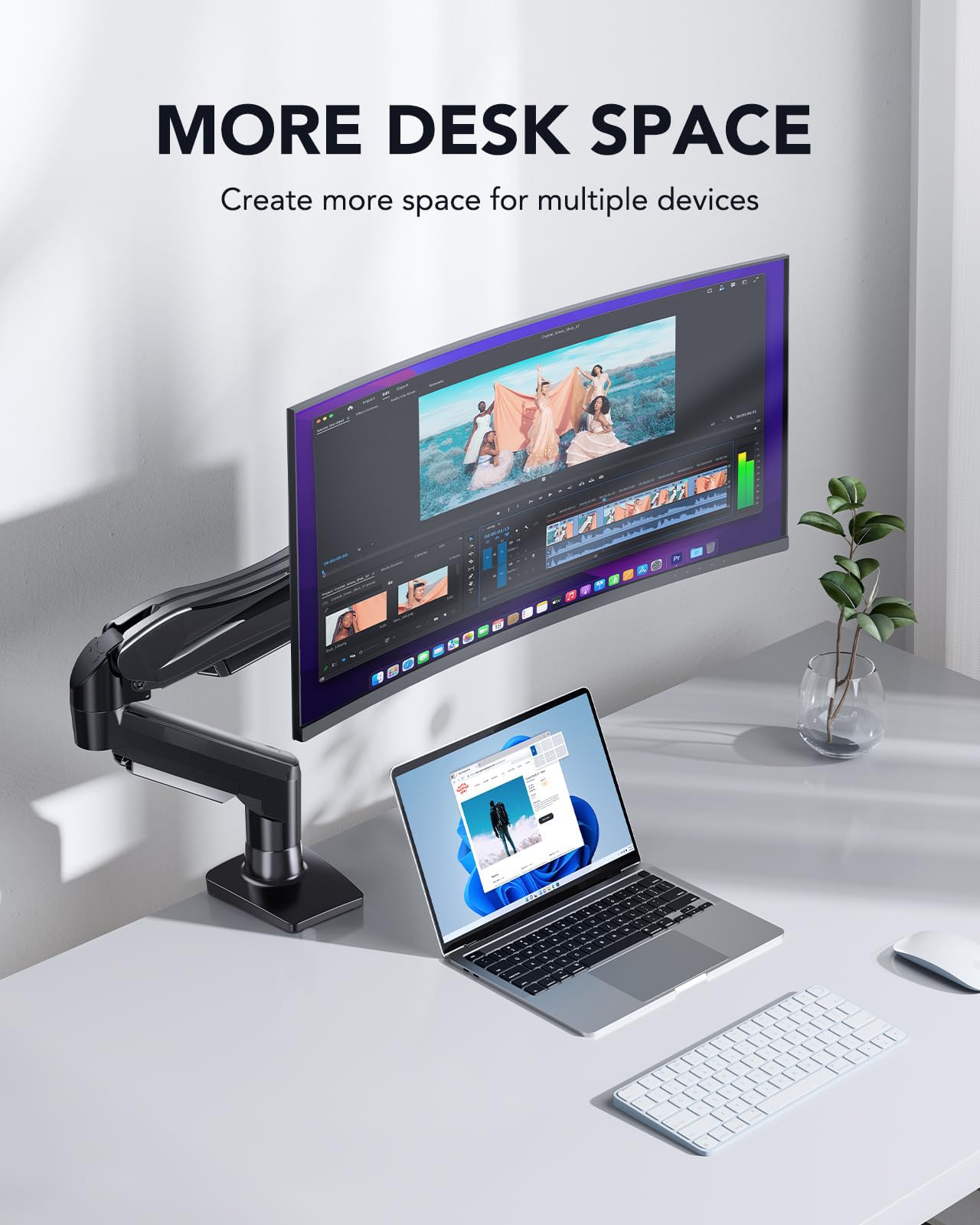 HUANUO Single Monitor Mount, 13 to 32 Inch Design Monitor Arm, Adjustable Stand, Vesa Mount with Clamp and Grommet Base - Fits 4.4 to 19.8lbs LCD Computer Monitors 🍁 All In One Marketplace Canada