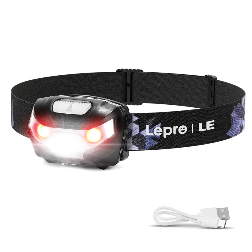 Lepro LED Headlamp Rechargeable, Super Bright Head Torch with Red Light & 5 Modes, Waterproof & Adjustable Headlight, Gear Essentials for Camping, Running, Hiking, Emergency (USB Cable Included) 🍁 All In One Marketplace Canada