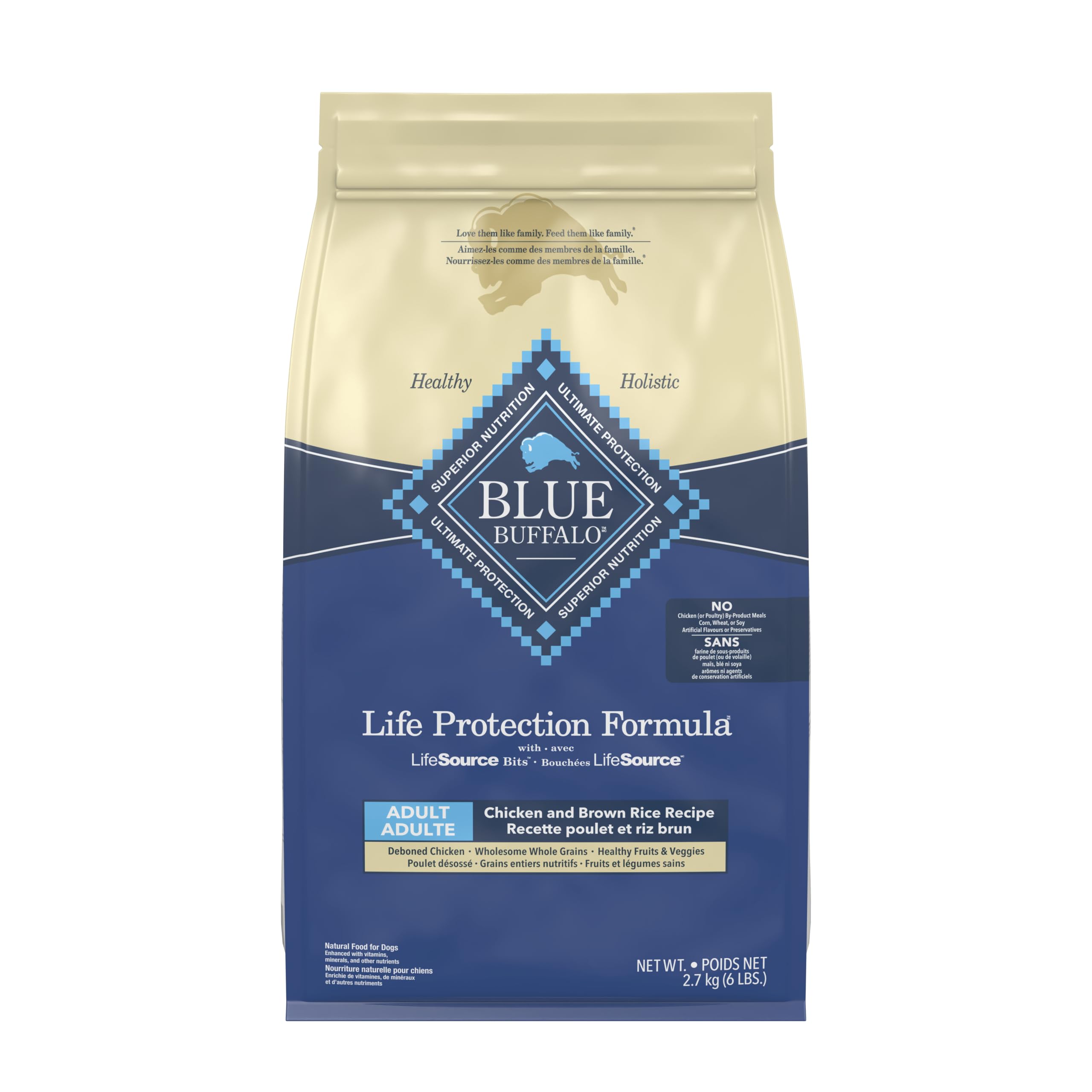 Blue Buffalo Life Protection Formula Chicken & Brown Rice Adult Dry Dog Food, Supports Immunity with Antioxidant-Rich LifeSource Bits, Promotes Healthy Muscle Development, 2.7kg/6lbs 🍁 All In One Marketplace Canada
