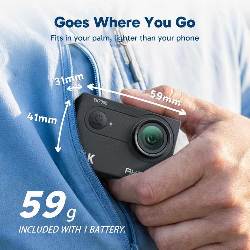 AKASO EK7000 4K30FPS 20MP WiFi Action Camera with EIS Ultra HD 131FT Waterproof Underwater Camera Remote Control 4X Zoom Support External Microphone Black 🍁 All In One Marketplace Canada