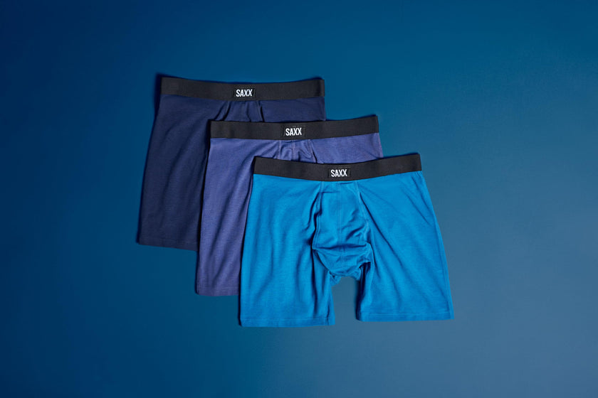 SAXX Underwear Co. Men's Core Cotton Boxer Brief Fly 3-Pack, Lake Blue/Deep Cobalt/Navy, Medium 🍁 All In One Marketplace Canada