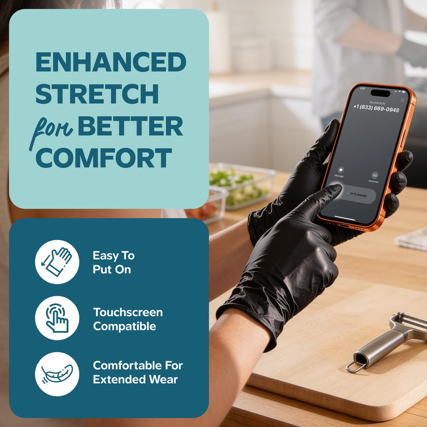 Gusto Black Nitrile Gloves [100 Count] Disposable Heavy Duty 6 Mil - Large 🍁 All In One Marketplace Canada