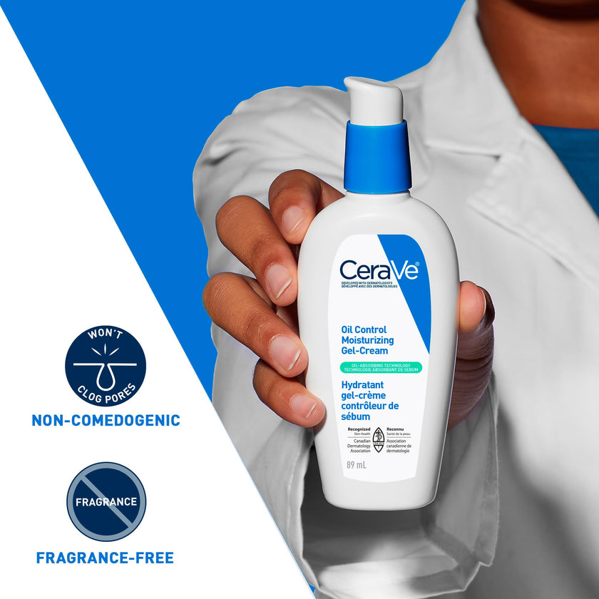 CeraVe Oil Control Moisturizing Gel-Cream for Oily & Combination Skin, 48H Hydration & 8H Shine Control, Non-Greasy, Matte Finish with Ceramides, Hyaluronic Acid & Niacinamide, Fragrance-Free, 89mL 🍁 All In One Marketplace Canada