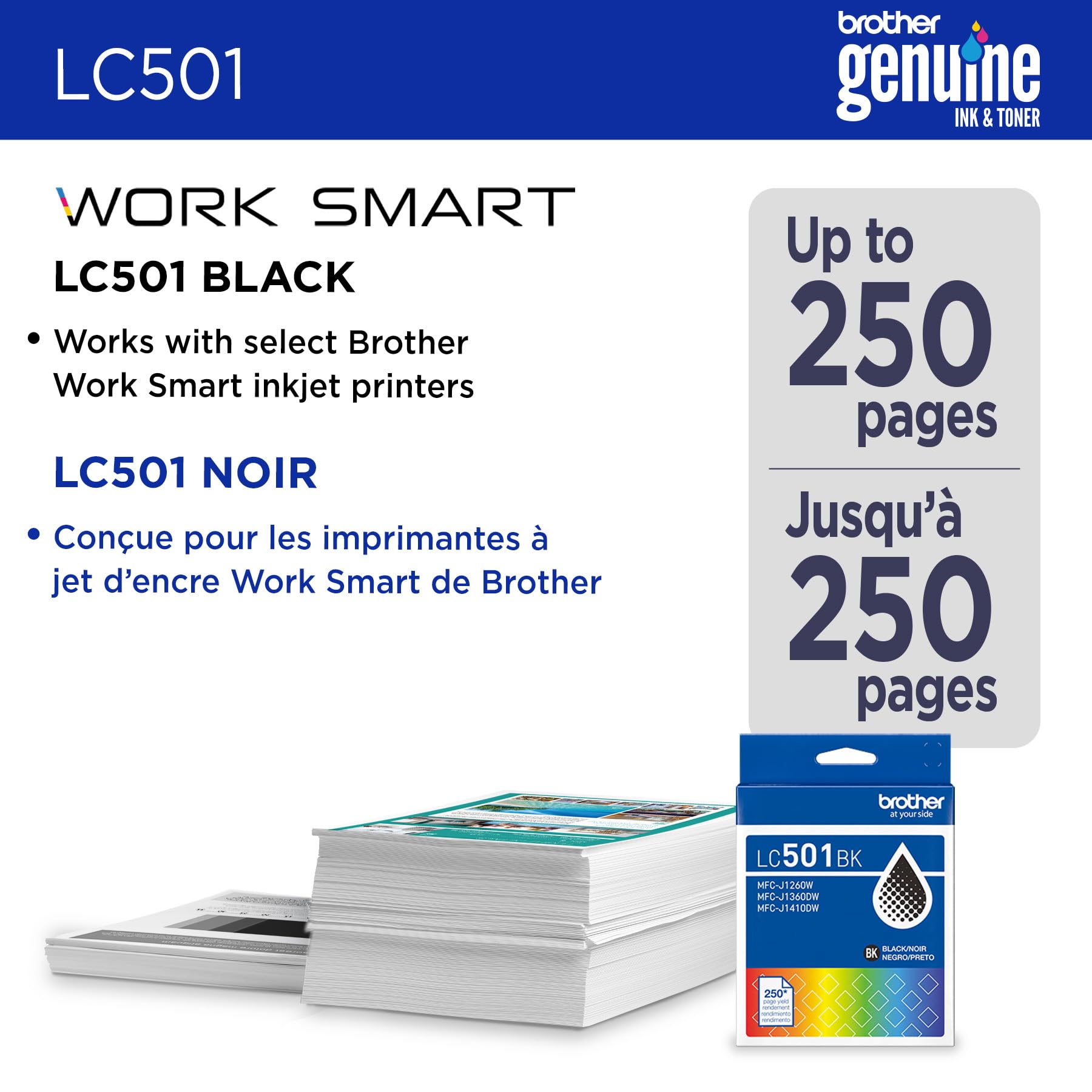 Brother Genuine LC501BKS Standard Yield Black Ink Cartridge for Brother Printer MFC-J1260DW, MFC-J1360DW, MFC-J1410DW 🍁 All In One Marketplace Canada