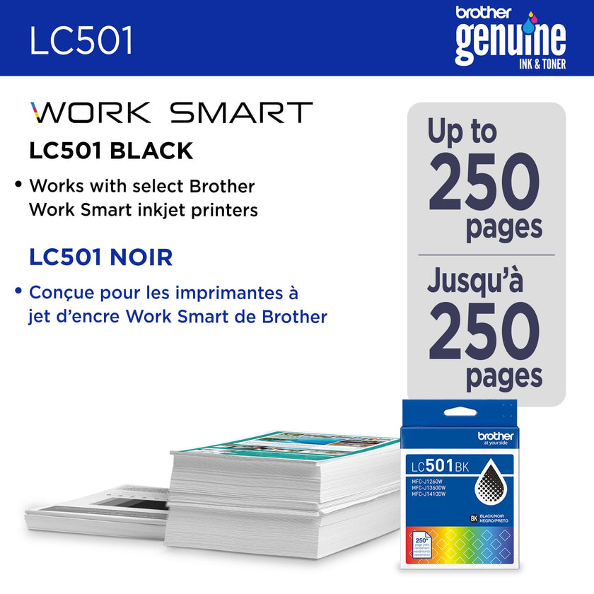 Brother Genuine LC501BKS Standard Yield Black Ink Cartridge for Brother Printer MFC-J1260DW, MFC-J1360DW, MFC-J1410DW 🍁 All In One Marketplace Canada