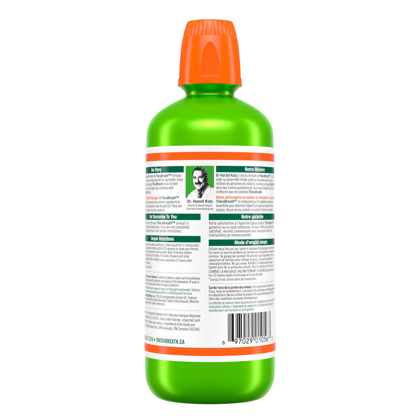 TheraBreath Fresh Breath Oral Rinse, Value Size, Clinically Shown to Fight Bad Breath for 12 Hours, Alcohol & Dye Free Mouthwash, Certified Vegan, Halal, Kosher, Gluten-Free - Mild Mint, 1L 🍁 All In One Marketplace Canada