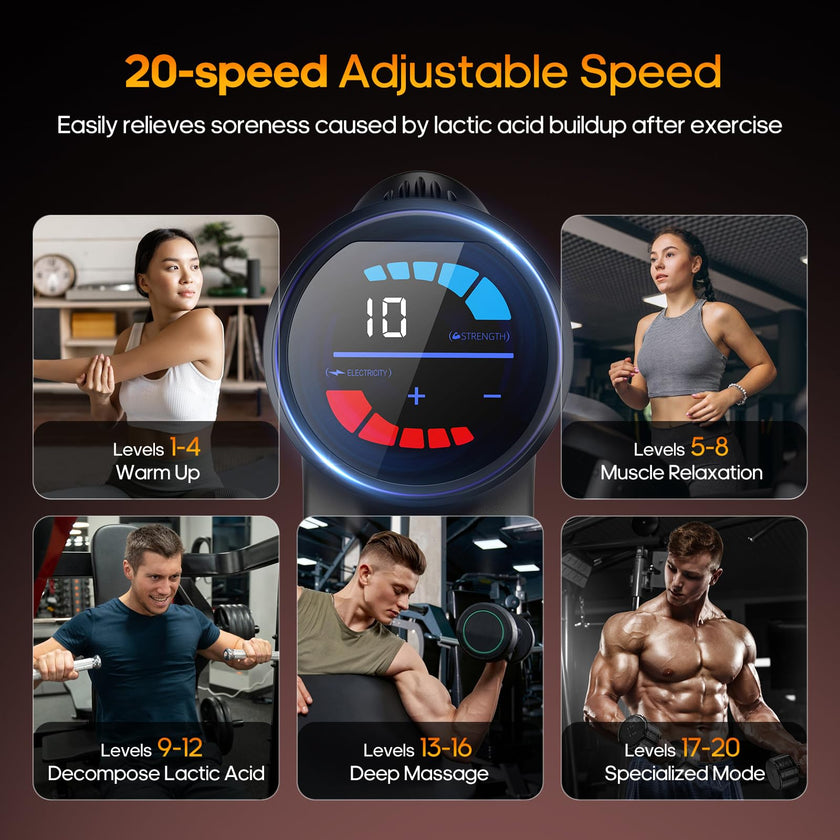 AERLANG Massage Gun with Heat,Percussion Massage Gun, Upgrade Muscle Handheld Deep Tissue Massager - Adjustable Heads for Muscle Groups 20 Speed Option,Mothers Day Gift for Mom Dad Men Women 🍁 All In One Marketplace Canada