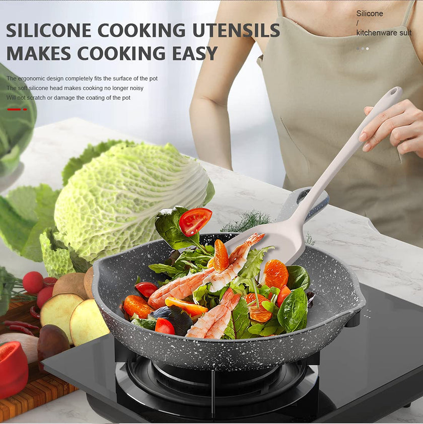 Silicone Cooking Utensils Set - 446°F Heat Resistant Kitchen Utensils,Turner Tongs,Spatula,Spoon,Brush,Whisk,Kitchen Utensil Gadgets Tools Set for Nonstick Cookware,Dishwasher Safe (BPA Free) 🍁 All In One Marketplace Canada