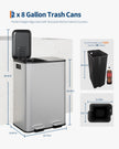 GarveeHome 2x8 Gallon Stainless Steel Dual Trash Can with Lid, Large Kitchen Step-on Garbage and Recycle Bin Combo, Metal Double Trash Can with PP Inner Buckets & Liner Rim for Kitchen Waste Sorting 🍁 All In One Marketplace Canada