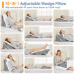 Sasttie Wedge Pillows for Adult, 2PCS Adjustable Bed Wedge Pillow for Post Surgery, Triangle Pillow Headboard with Bolster Cushion for Sleeping, Acid Reflux, Neck & Back Support, White and Dark Grey 🍁 All In One Marketplace Canada