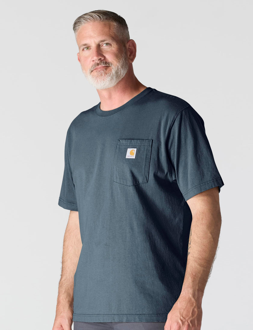Carhartt Men's K87 Workwear Pocket Short Sleeve T-Shirt (Regular and Big & Tall Sizes), Bluestone, Large 🍁 All In One Marketplace Canada
