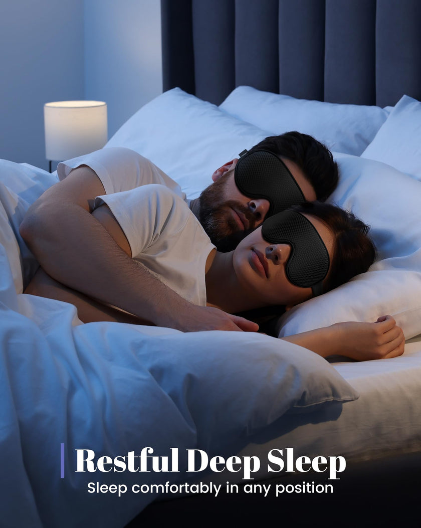 WAOAW Sleep Mask Travel Essentials - 3D Blackout Eye Mask for Sleeping - Soft Breathable Adjustable Light Blocking Eye Covers for Men and Women - Comfortable Night Mask for Travel Flight (Black) 🍁 All In One Marketplace Canada