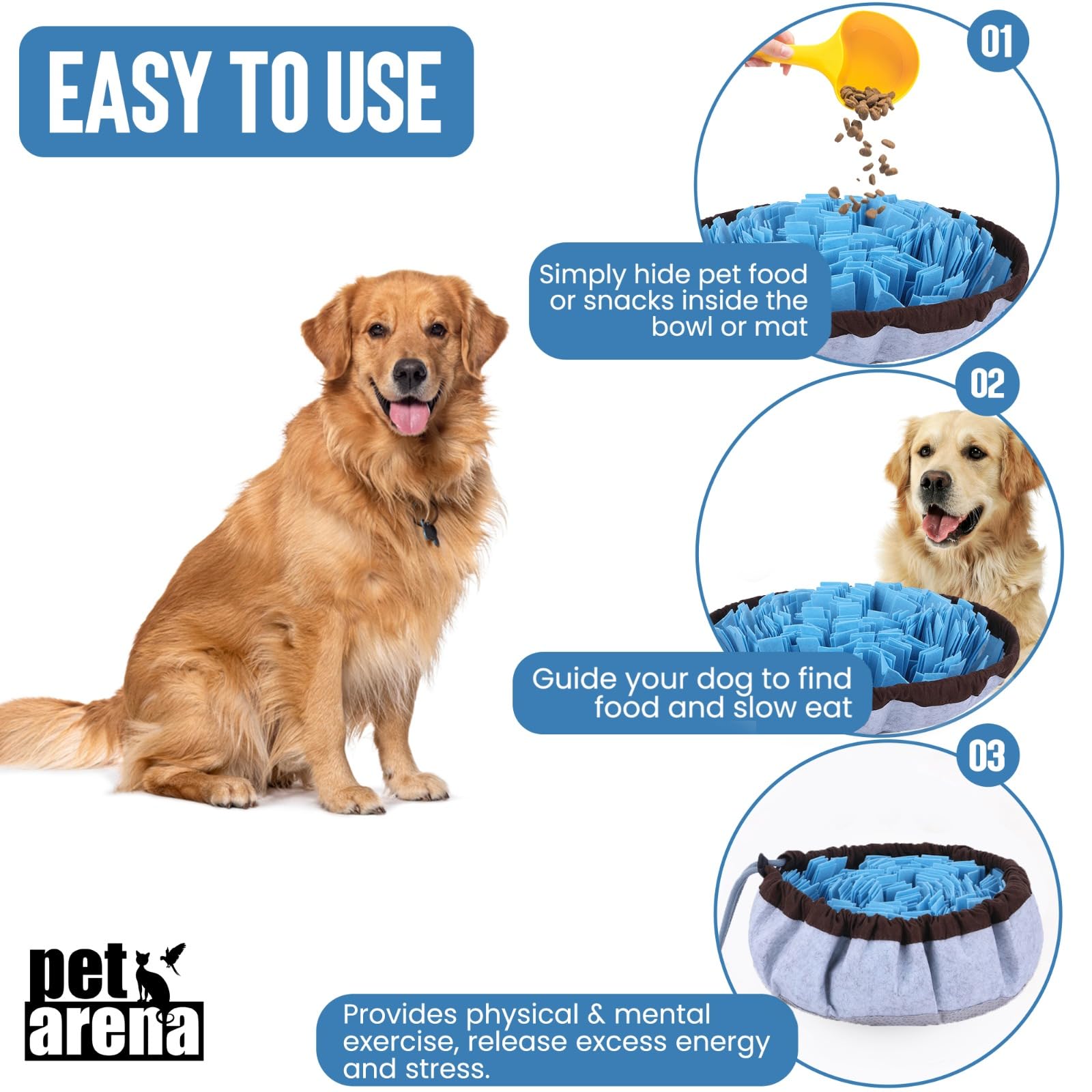 PET ARENA Adjustable Snuffle mat for Dogs, Dog Puzzle Toys, Enrichment Pet Foraging mat for Smell Training and Slow Eating, Stress Relief Interactive Dog Toy for Feeding, Dog Mental Stimulation Toys 🍁 All In One Marketplace Canada