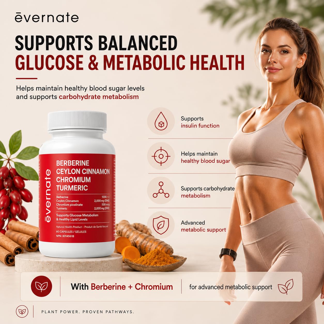 ALL-IN-ONE Berberine 1000 mg with Ceylon Cinnamon 2000 mg, Chromium Picolinate 500 mcg & Turmeric 2000 mg (Per Serving: 2 Capsules) – Blood Sugar, Glucose & Metabolic Support – Cholesterol & Cardiovascular Health – Made in Canada