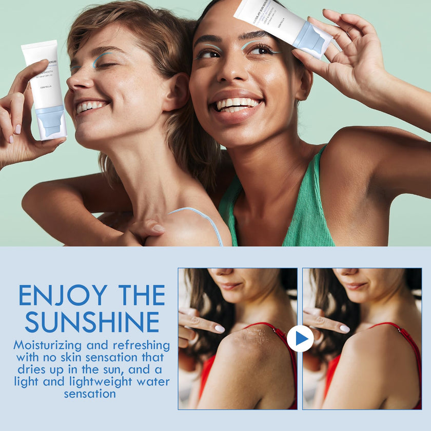 2PCS Centella Sunscreen SPF 50, 50ML 𝑴𝒂𝒅𝒂𝒈𝒂𝒔𝒄𝒂𝒓 Sunscreen Face Serum, Daily UV Defense Sunblock Summer Korean Sunscreen for Face, Travel Essentials for All Skin (White) 🍁 All In One Marketplace Canada