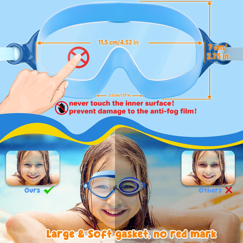 Kids Goggles Swimming, 2 Pack Kids Swimming Goggles for Age 4-14 Wide Vision Anti-Fog UV Protection Waterproof for Boys Girls 🍁 All In One Marketplace Canada